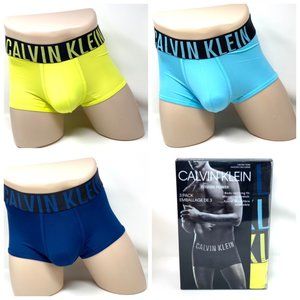 🎄SALE🎄 Calvin Klein 3 Pack Microfiber Men's Yellow Navy Blue Low Rise Trunk